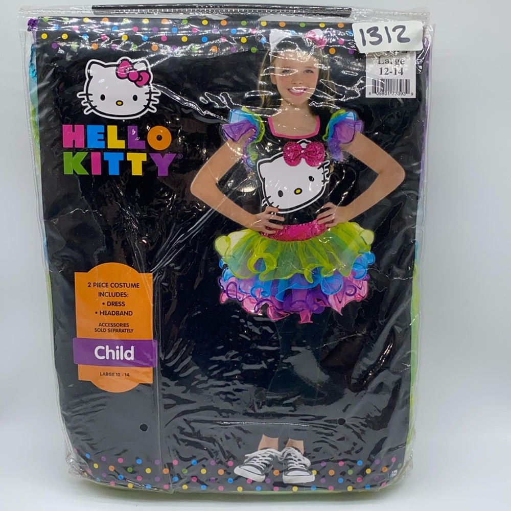 Hello Kitty Girls 2 Piece Halloween Cosplay Costume Size Large 12-14